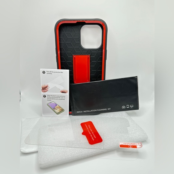 Red IPhone 13 Pro Max Protective Case w Built in Stand - Picture 4 of 5